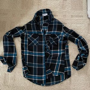 Express plaid silky button up blouse